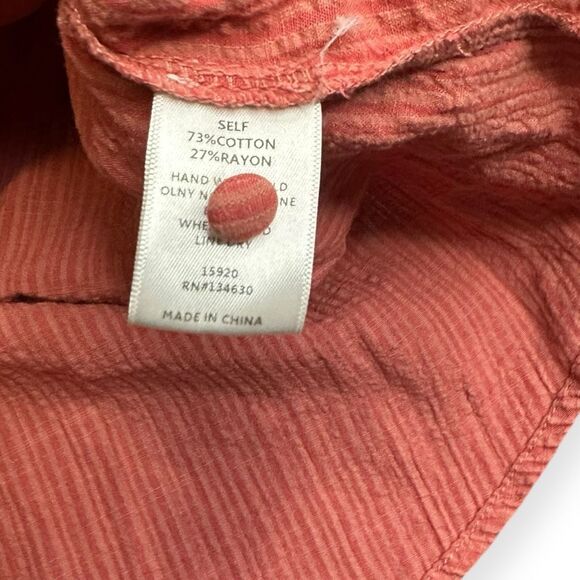 EVEREVE Women’s Burnt Orange Striped Cotton Rayon Peasant Blouse Size Small - Picture 5 of 6